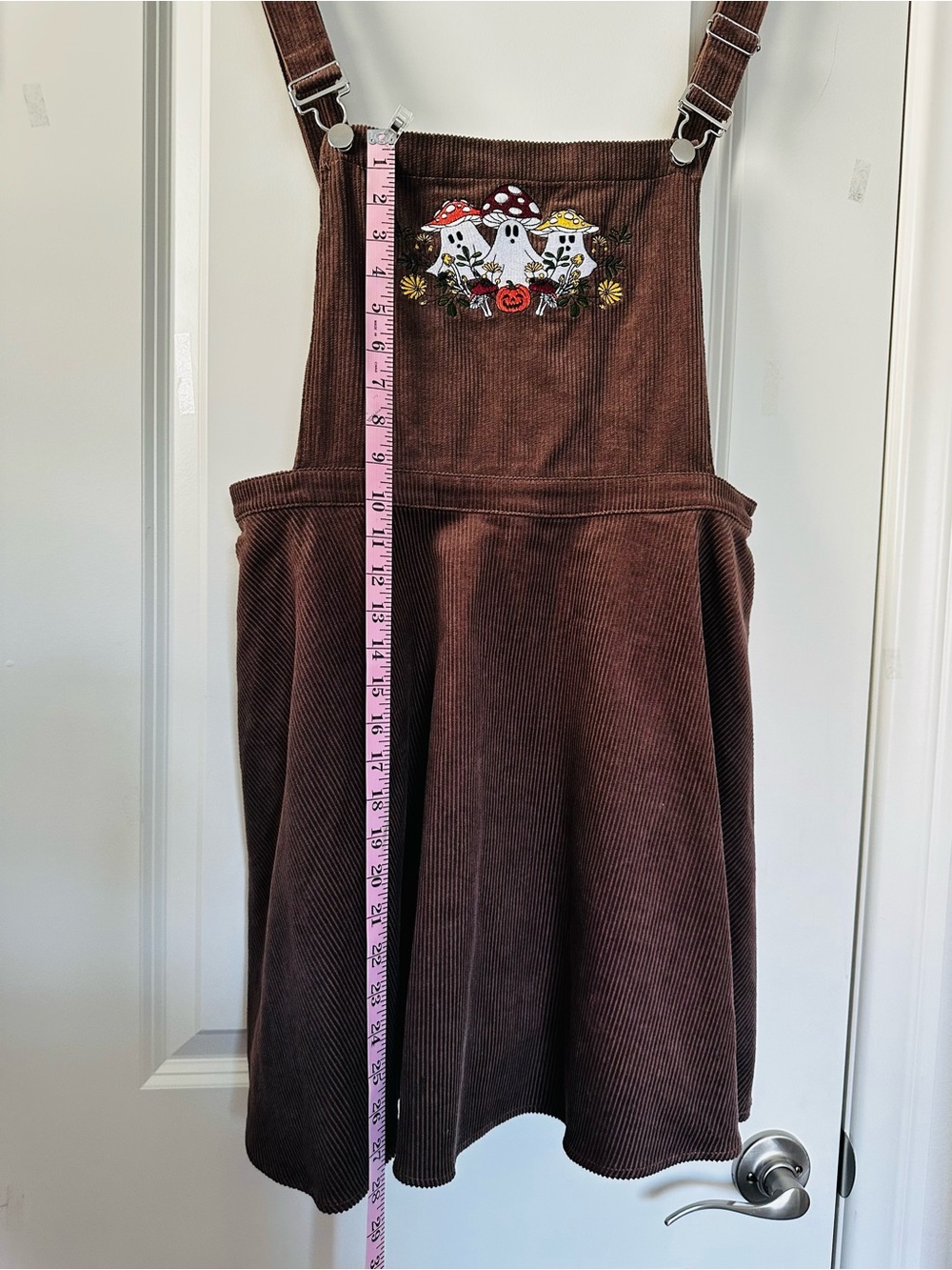 Hot Topic Brown Corduroy Ghost Mushroom Cottagecore Fall Overall Dress Size XL - Picture 4 of 7